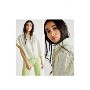 Free People Shirt Womens Floral Ditsy Bring It Back Button Up Oversized Boxy s/p